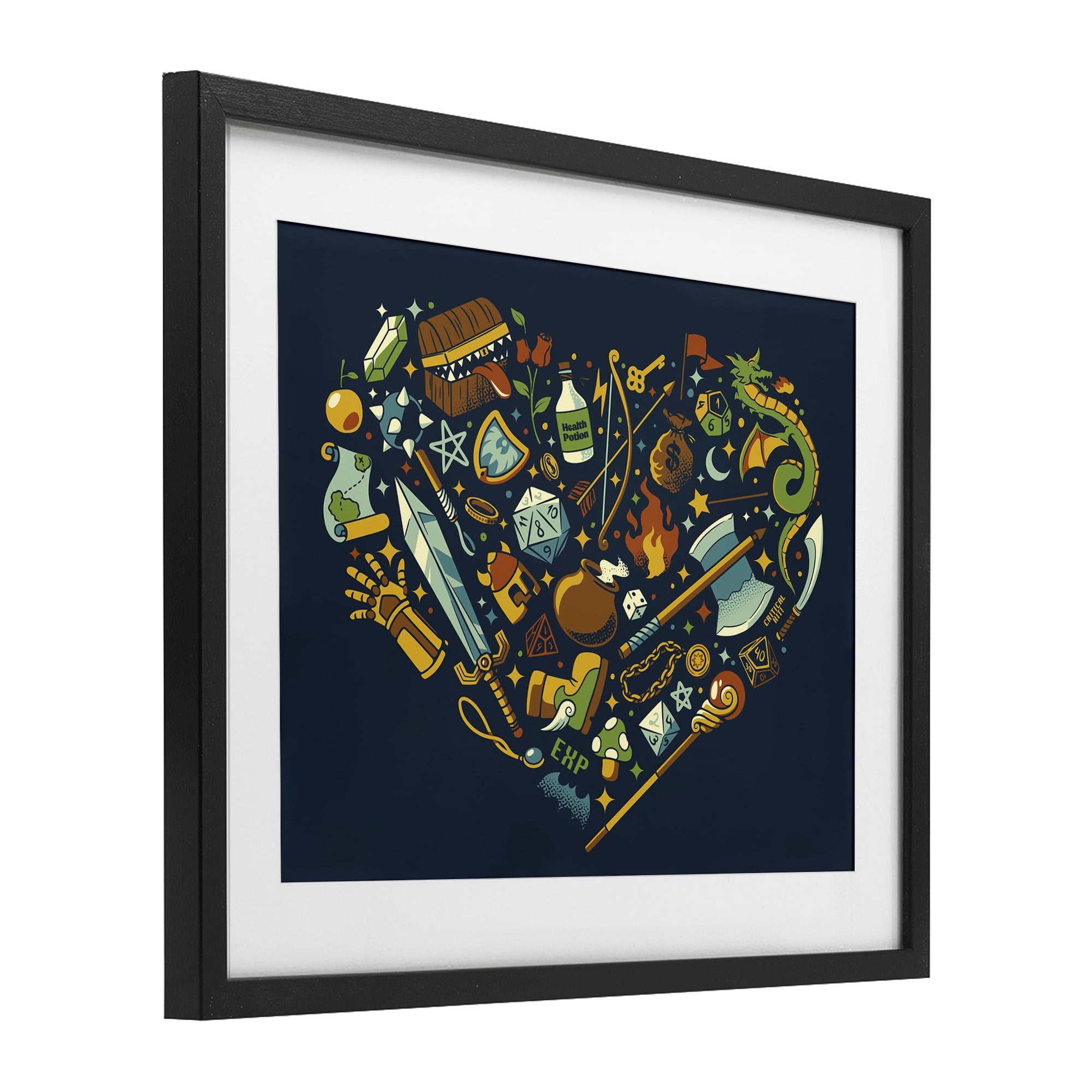 Stupell Industries Board Game RPG Trinkets Black Framed Print Under Glass, design by Tobe Fonseca