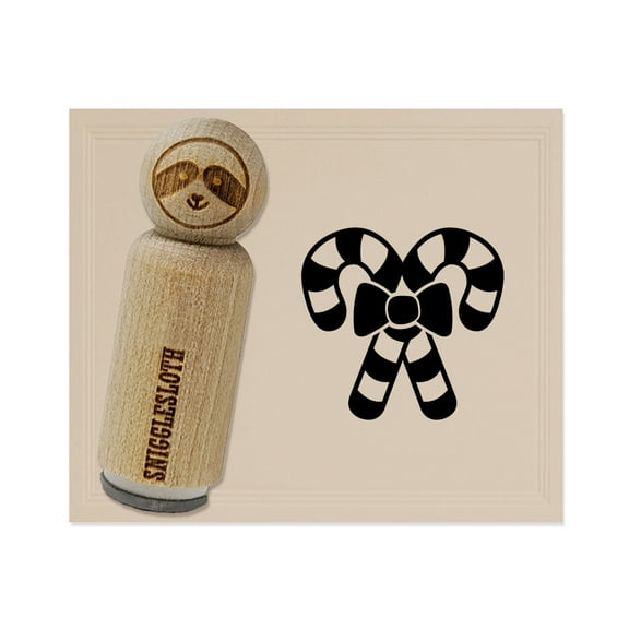 Candy Canes with Bow Christmas Rubber Stamp for Scrapbooking Crafting Stamping - Mini 1/2 Inch