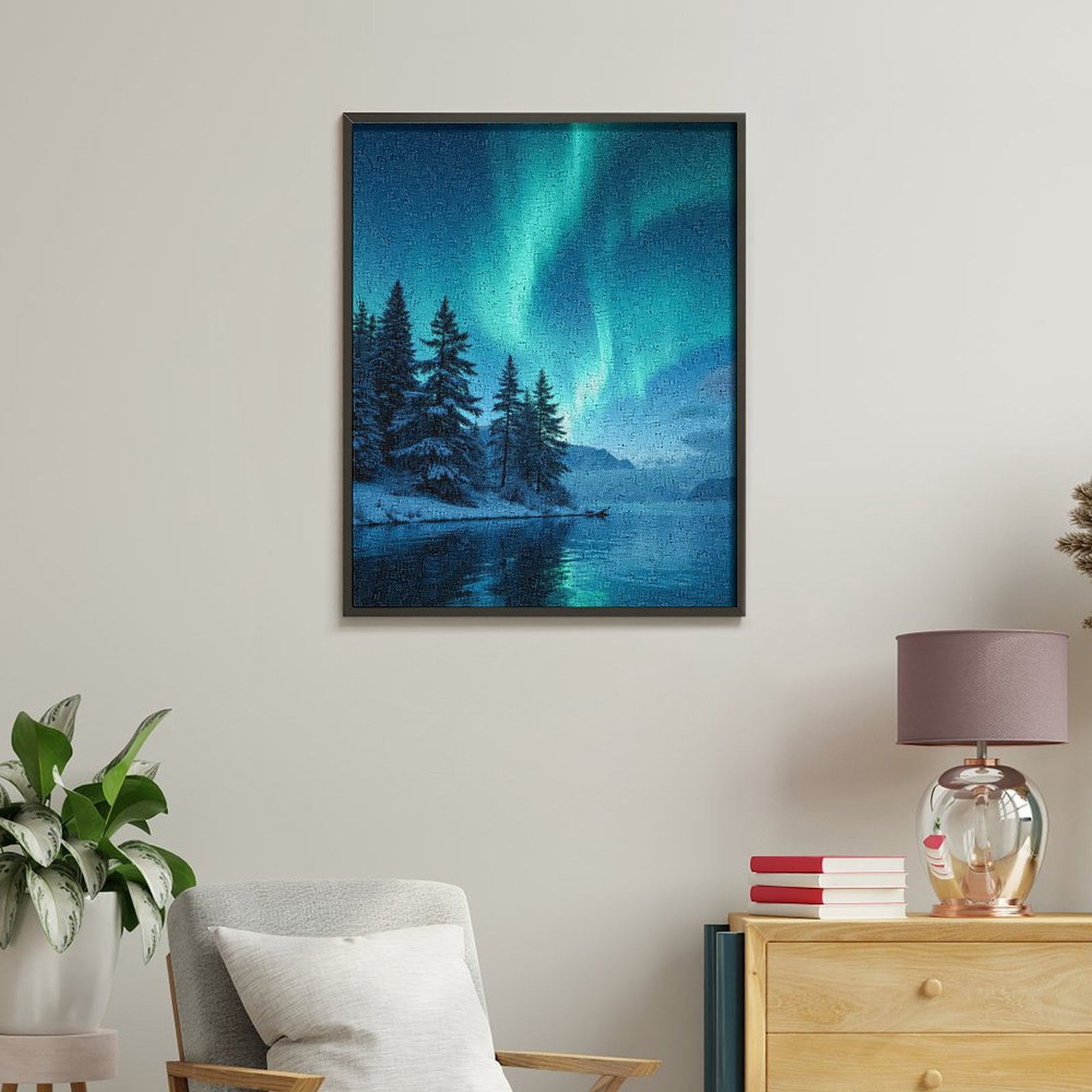 Paint By Numbers Kit for Adults Beginner - Northern Lights Over Snowy Lake DIY Canvas Painting Kits for Adults, Frameless Paint By Number for Adults for Home Wall Decor 16x20 Inch