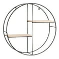 thumbnail image 5 of Wooden Iron Wall Shelf Wall-Mounted Storage Rack Organizer Holder Floating Shelves Display Home Decor Round Design, 5 of 7