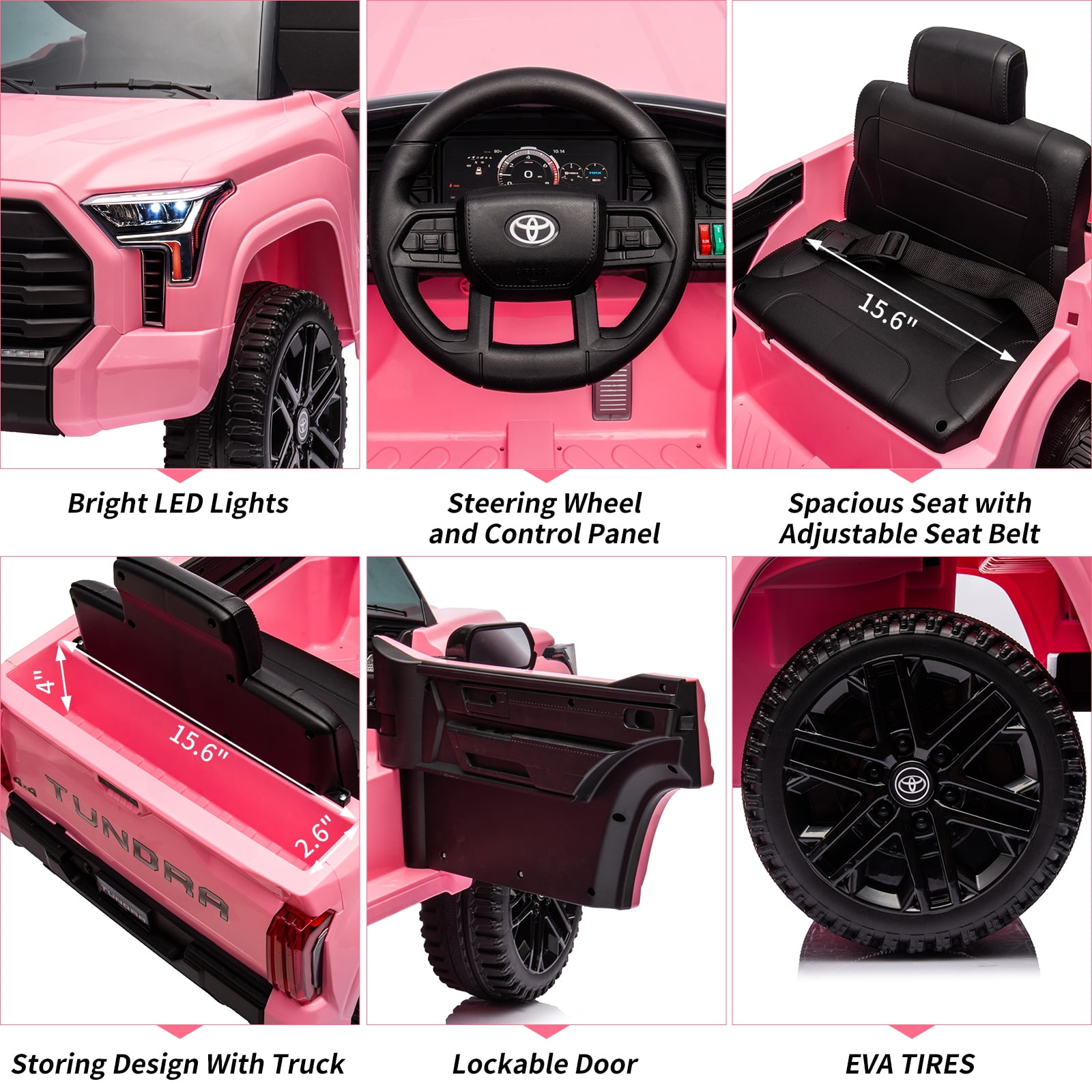EastVita 12V Ride on Car [Toyota Licensed] Ride on Toys, Battery Powered Electric Car with Remote Control, MP3, LED Lights, Safety Belt etc. for 3 Age +Boys Girls