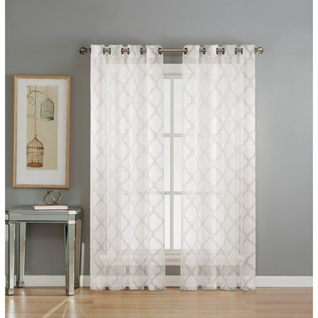 Lattice Burnout Sheer 76 X 84 In Grommet Curtain Panel Pair