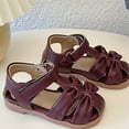 thumbnail image 5 of ZHOGXU Baby Girls Sandals With Adjustable Straps Bow Soft Sole Closed Toe Slip On Lightweight Comfortable Shoes For Everyday Wear,Brown,3-3.5 Years, 5 of 9