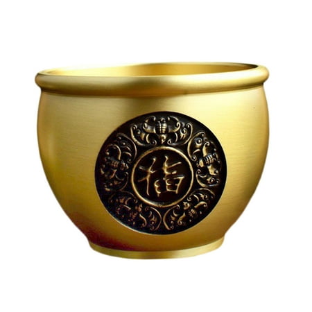 

Brass Feng Shui Bowl Planter Vase Money Bank Fortune Cylinder Cornucopia Rice Vat Statue Treasure Basin for Wedding Home Decoration Accent