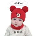thumbnail image 6 of comerut 2Pcs/Set 3-18 Months Infants Hat Neck Warmer Knitted Dual Pompoms Cartoon Bear Stretchy Thickened Cold Resistant Super Soft Autumn Winter Baby Girls Boys Kids Beanie Cap Scarf Kit for Outdoor, 6 of 8
