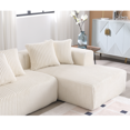 thumbnail image 6 of Modern U-shaped Corduroy Upholstered Sectional Sofa with 2 Chaise, 1 Double Seat Sofa and 8 Throw Pillow for Living Room, Bedroom, Office, White, 6 of 7