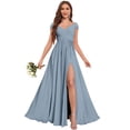 thumbnail image 4 of Vestido de dama de honor JKMMYO con hombros descubiertos de gasa verde salvia US26W, 4 of 7