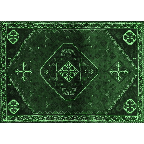 Ahgly Company Indoor Rectangle Persian Emerald Green Traditional Area Rugs, 2' x 5'