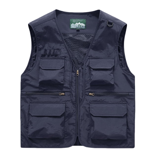 Jackets for Men Fashion, Mens Solid Fashion Zipper Multi Pocket V Neck Sleeveless Work Jacket Tank