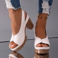 thumbnail image 4 of Viluyesy Platform Sandals for Womens, Ankle Strap Peep Toe Chunky Heels Summer Slingback Dressy Shoes Beige US5.5, 4 of 9