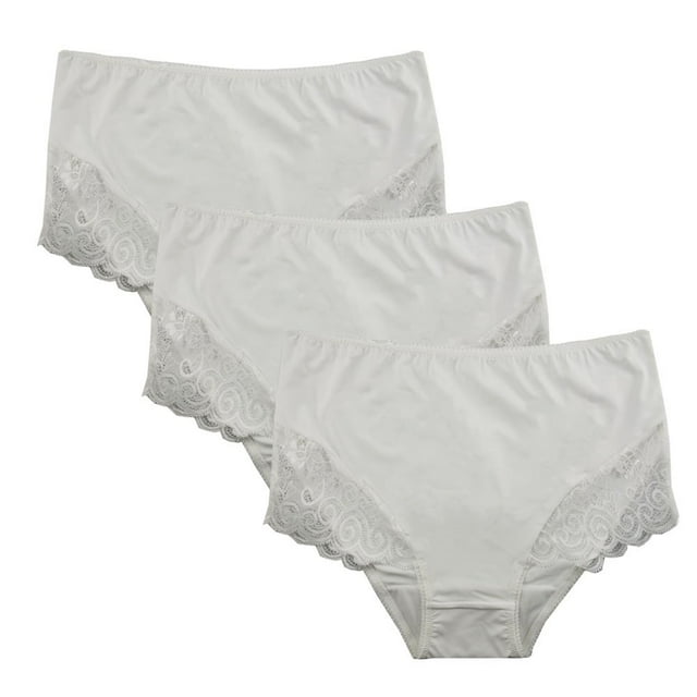 FEM Intimates Culottes Couvrantes en Micro Nylon avec Bordure en Dentelle Micro Nylon - Lot de 3.