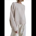 thumbnail image 3 of Suéter de Punto de Larga para Mujer, Jersey de Cuello Redondo, Suéter Informal Holgado. Albaricoque Talla Única, 3 of 9