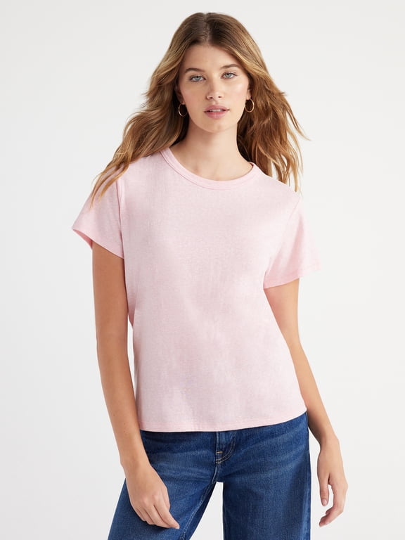 Women's Ringer Tee with Short Sleeves, Sizes XS-XXXL