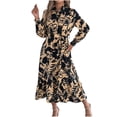 thumbnail image 2 of Ovzne Robes d'Été pour Femmes Robe d'Été pour Dames à Imprimé Floral Manches Longues Col à Revers Taille à Boucle Dentelle Longue Robe Robe de Printemps à Manches Longues Imprimée Liquidation, 2 of 6