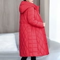 thumbnail image 4 of DAFPZW Womens Maxi Hooded Quilted Puffer Coat Winter Slim Full Zipper Warm Down Jacket Windproof Long Padded Outerwear, 4 of 9