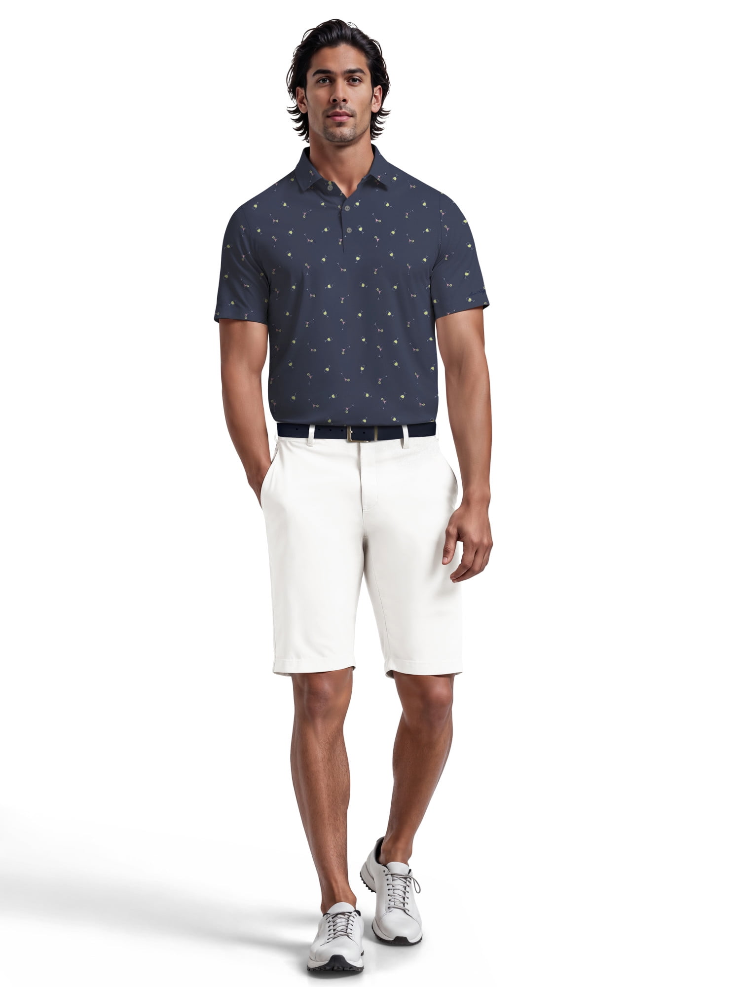 Ben Hogan Men's and Big Men’s Conversational Drink Printed Short Sleeve Golf Polo Shirt, up to Size 5XL