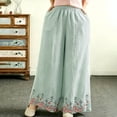 thumbnail image 2 of Edvintorg Palazzo Pants for Women Casual Floral Embroidery Elastic Waisted Loose Wide Leg Trousers Plus Size Fashion Comfy Pants Women Green XXL, 2 of 5