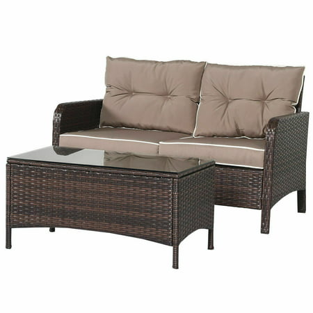 4pcs Outdoor Patio Rattan Wicker Furniture Set Sofa ...