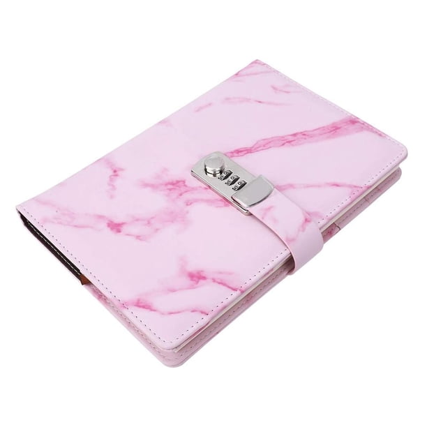 Diario de Diario con Bloqueo de Contraseña A5, Diario de Bloqueo Digital Creativo con Cuero de PU Vete Diario l para Reuniones de Oficina Registros de Trabajo Registros de Clase(Rosa)
