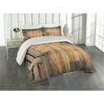 thumbnail image 2 of Ambesonne Rustic Quilted Coverlet 3 Pcs, Dated Door Barn House, King Size, Chocolate, 2 of 4