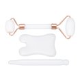 thumbnail image 1 of Rouleau Facial Jadestone, Rouleau de Grattage Gua Sha Réduit les Taches Double Tête Améliore la Circulation Réduction des Rides pour le Cou Vert, Blanc, 1 of 7