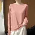 thumbnail image 2 of Lightweight Long Sleeve Tops for Women Zaewscy Women's Fashion Thin Solid Color Round Neck Long Sleeve Pullover Sweater Bottoming Coat Orange XL, 2 of 6