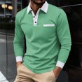 thumbnail image 4 of Betivan Men's T-shirt Solid Color Long Sleeved Lapel Button Down Top, Soft Breathable Casual Tee for Business office Outdoor Camping, 4 of 8