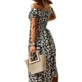 thumbnail image 3 of Uhndy Floral Beach Sun Dress for Women Boho Long Maxi Dress Cold Shoulder Flowy Casual Shirt Dress, 3 of 3