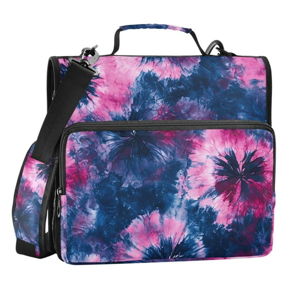 ALAZA Zipper Binder Tie-dye Navy 3 Ring Trapper Keeper File Folder Organizer Bag