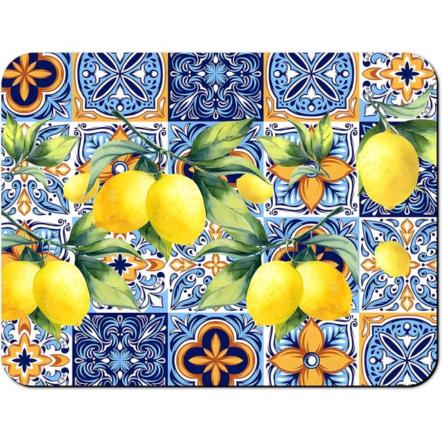 Rubber Dish Drying Mat for Kitchen Counter Large Lemon Washable Quick Home Coffee Pad Fit Under Sink,Bar,Utensils 18x24in