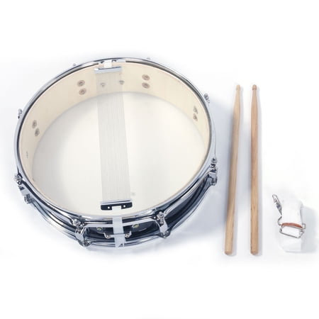 BMTBUY 13x3.5 Inch Professional Snare Drum Drumsticks Drum Key Strap Set Black