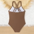 thumbnail image 7 of ZXLBBD Girl One Piece Swimsuits Crisscross Back Solid Color Bathing Suits Sun Protection Stretch Rash Guard Baby Casual Beah Swimming, 7 of 7