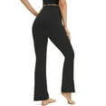 thumbnail image 2 of Pantalones largos de cintura alta para mujer, pantalones largos con bolsillo interior de Color puro, pantalones con fondo de campana para uso diario, negro XXL, 2 of 4