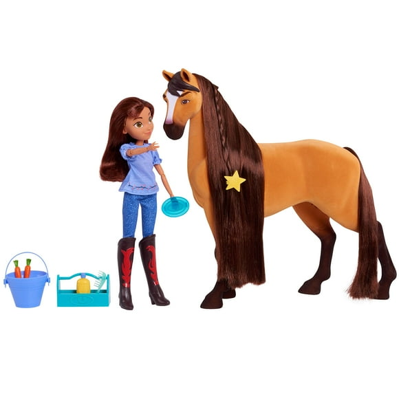 Just Play DreamWorks Spirit Ride Free Deluxe 14 Pouces Spirit Horse et 11.5 Pouces Lucky Doll Ensemble avec Accessoires pour Enfants de 3 Ans et Plus