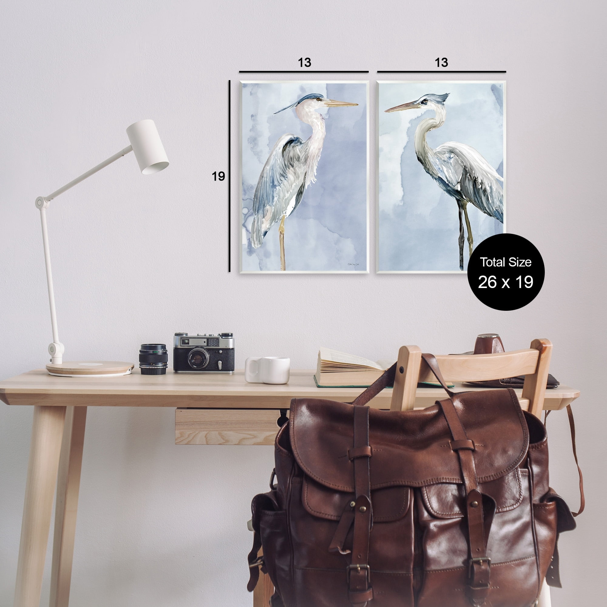 Stupell Industries Heron Birds Standing Blue Sky Watercolor Painting , 13 x 19, Design by Stellar Design Studio