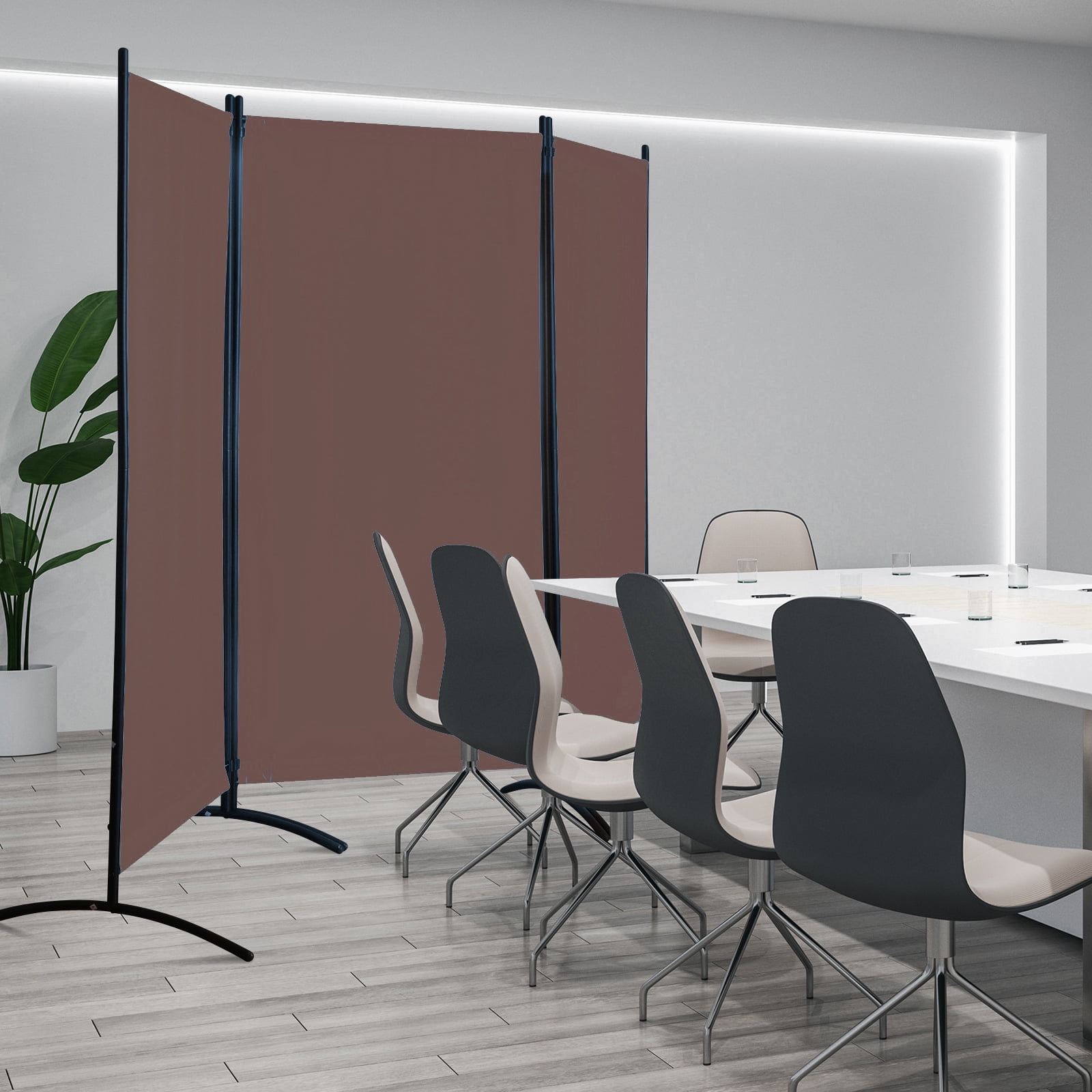 Grezone Large Folding Panel Portable Stand Room dividers Privacy Screen for Bedroom Dining Room Screens Curtains Partition Home Office Dorm Separation (Brown, Three Panel)