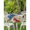 thumbnail image 3 of Outdoor Tablecloths with Umbrella Hole & Zipper, Rustic Crane Round Tablecloths 60 Inch, Vintage Red Teal Spring Floral Botanical Waterproof Table Cloth, Patio/Pool/Picnic Table Covers, 3 of 8