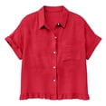thumbnail image 6 of Endives Womens Button Down Shirt Summer Fashion Linen Shirt for Women Short Sleeve Shirt Casual Blouse Tops Spring Outfits Red, 6 of 7