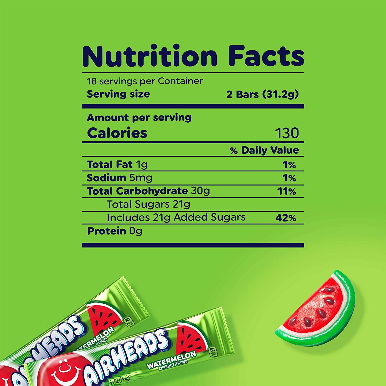 Airheads Candy, Easter, Individually Wrapped Full Size Bars, Watermelon, Bulk Taffy, Non Melting, Party, 0.55 Oz (Pack Of 36)