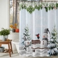 thumbnail image 2 of Christmas Snowman Shower Curtain, 36" x 72", Xmas Tree Snowflake Bird Winter Blue Board Waterproof Bathroom Curtain Washable Shower Curtain Set with 12 Hooks, 2 of 6