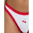 thumbnail image 3 of No Boundaries Women's Thong Panty Cotton Lace, 1-pack, Sizes XS-XXXL, 3 of 4