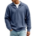 thumbnail image 2 of Long Sleeve Tops for Men Fashion Turndown Collar Solid Color Casual Top Loose Soft Comfort Athletic Tee Shirts, 2 of 5