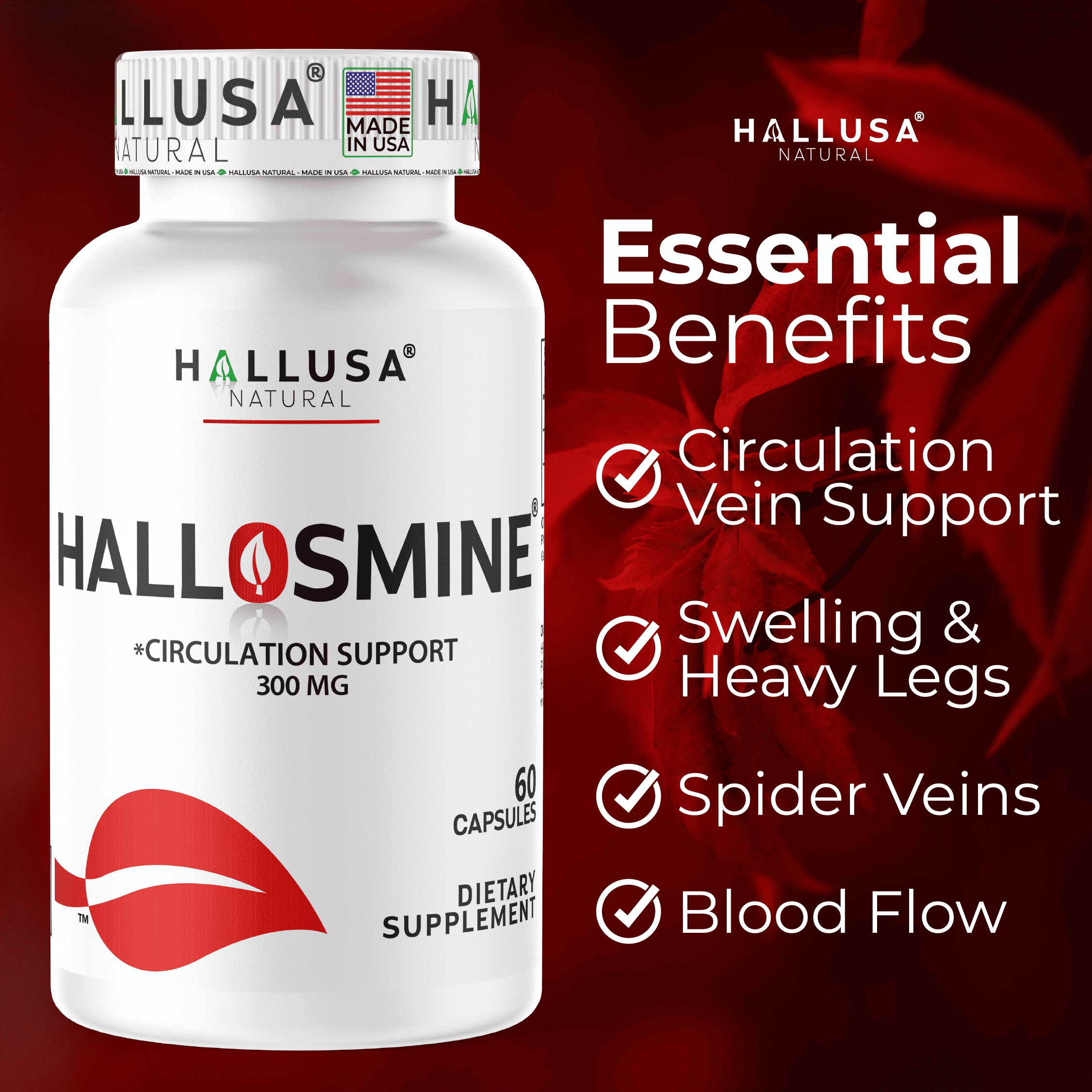 Hallosmine Diosmin & Hallprost (120 capsules), Support for Circulation & Veins + Prostate Supplements for Men with Saw Palmetto