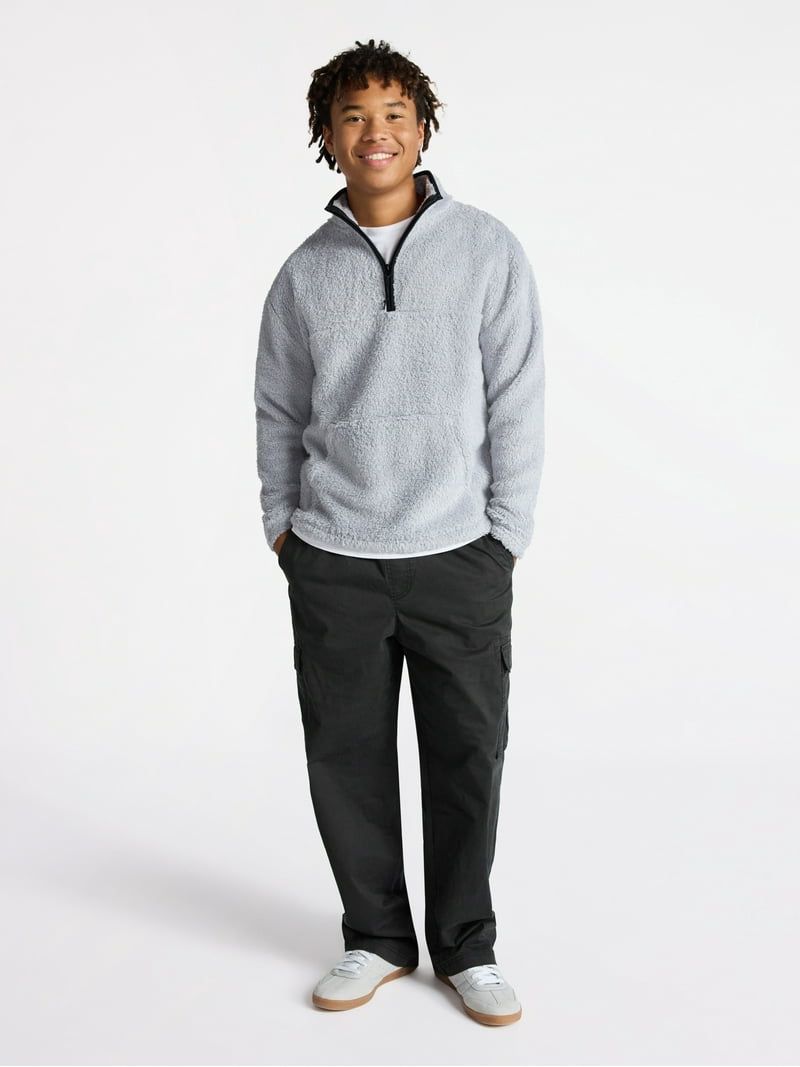No Boundaries High Pile Quarter Zip Fleece Pullover, Men's
