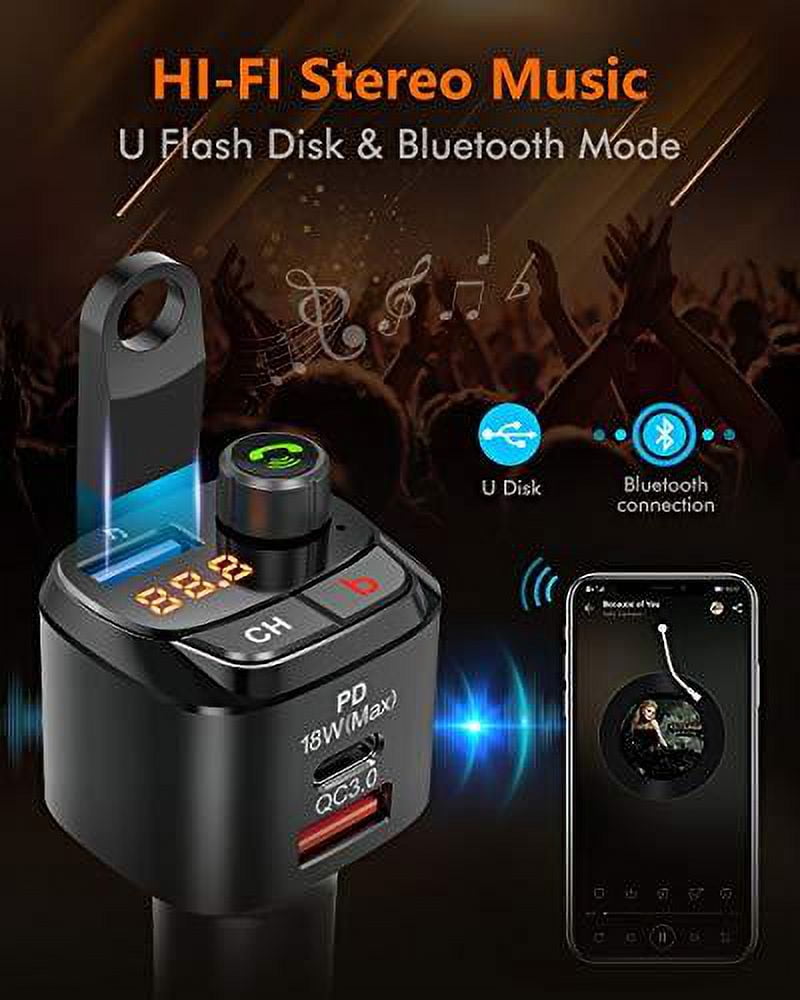  Nulaxy Bluetooth FM Transmitter for Car, Wireless Car Bluetooth  Adapter V5.0 with Big Color Screen, Support Hands-Free Call, Siri&Google,  MP3 Music Player BASS&TRE Booster, TF Card/AUX-KM28 : Everything Else