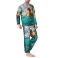 thumbnail image 2 of Sikiie Underwater Swimming Duck Mens Pajama Set, Soft Warm Long Sleeve Sleepwear, Cozy Button-Down Pjs for Men-Small, 2 of 7