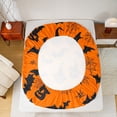thumbnail image 5 of Manfei Pumpkin Witch Hat Twin Sheet Sets for Child, Orange Black Bat Twin Fitted Sheet, Halloween Spider Web Flat Sheet, Microfiber Bedroom Decor, 3 Pieces, 5 of 7
