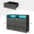 thumbnail image 3 of 6 Drawer Black Led Dresser Built-in Charging Station, Modern Double Dresser with Open Storage Shelf, Clothes Organizer Cabinet for Bedroom, Living Room, and Closet, 3 of 10