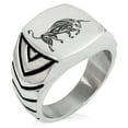 thumbnail image 1 of Stainless Steel Celtic Bull Rune Chevron Pattern Biker Style Polished Ring, 1 of 1
