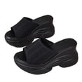 thumbnail image 6 of Women Mesh Knit Wedge Flatform Slide Sandals Open Toe Summer Casual Shoes Black 6, 6 of 9